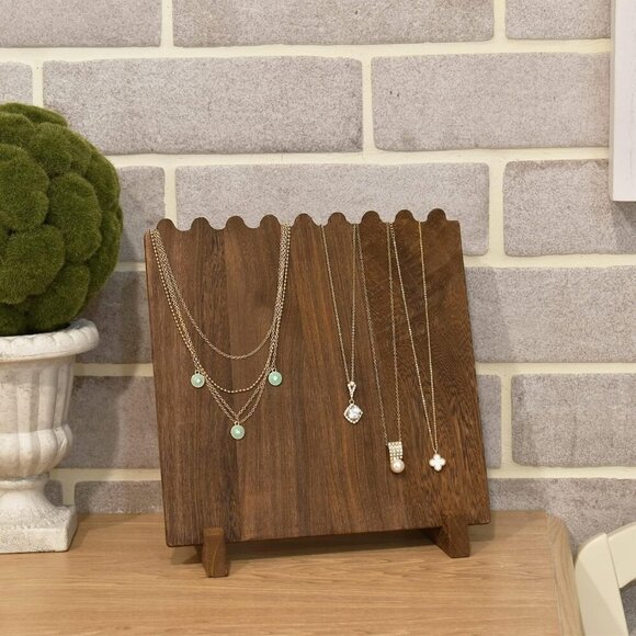 Portable Wooden Plank Necklace Jewelry Stand for 8 Necklaces, Necklace Stand, Wo - Picture 6 of 9